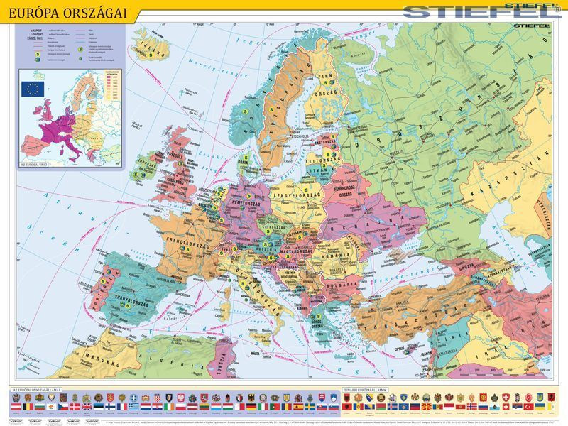 autós európa térkép Európa térkép falitérkép Stiefel 60x40 cm   Térkép Center Kft  autós európa térkép