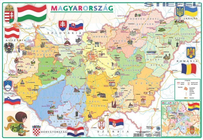 térkép magyarország Magyarország térkép gyerekeknek közigazgatás / domborzat asztali  térkép magyarország
