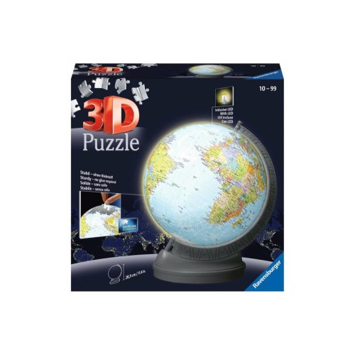 Világító Földgömb puzzle - 540 db-os 3D puzzle - puzzle földgömb Ravensburger 11549 