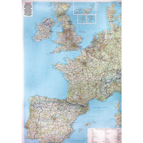 Nyugat-Európa falitérkép Freytag 1:2 000 000 