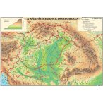   Magyarország domborzata térkép, Kárpát-medence domborzata térkép duo Magyarország könyöklő fóliás 65x45 cm