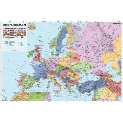 Európa politikai falitérkép fémléces Stiefel 60x40 cm