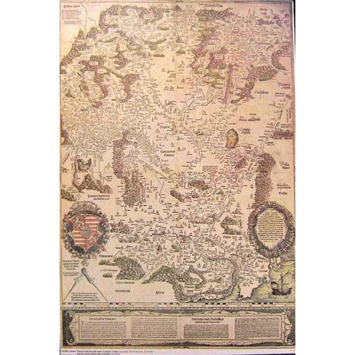 Lázár Deák 1. Magyarország térkép 1528.év falitérkép Topomap 66x88,5