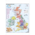   Nagy-Britannia postai irányítószámos fémléces falitérkép Stiefel 100x140 cm
