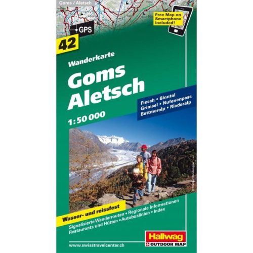 Aletsch turista térkép Hallwag 1:15 000 