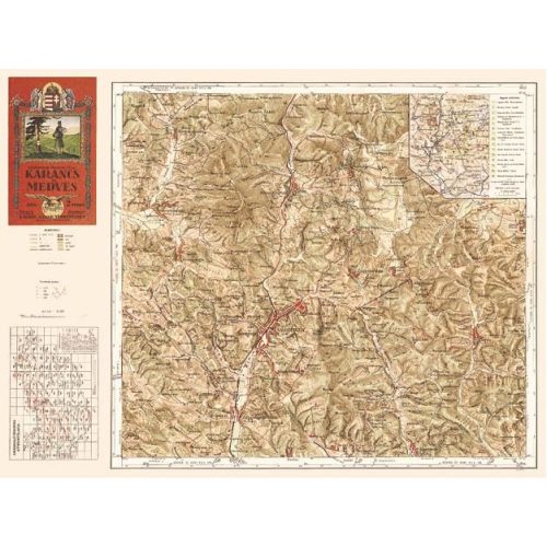 Karancs-Medves térkép antik, faximile 1930 HM 1:10 000 63x46