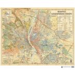   Budapest Székesfőváros térképe (1934) Budapest falitérkép antik 91x74    1 : 25 000