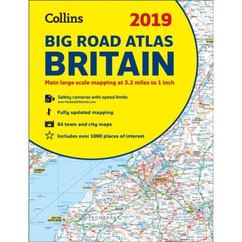 Nagy-Britannia atlasz Collins spirál óriás autós atlasz  2018-19 