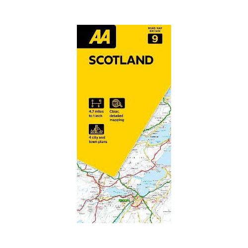 Skócia autós térkép AA kiadó Scotland térkép, Skócia várostérkép 1:250e 2026.
