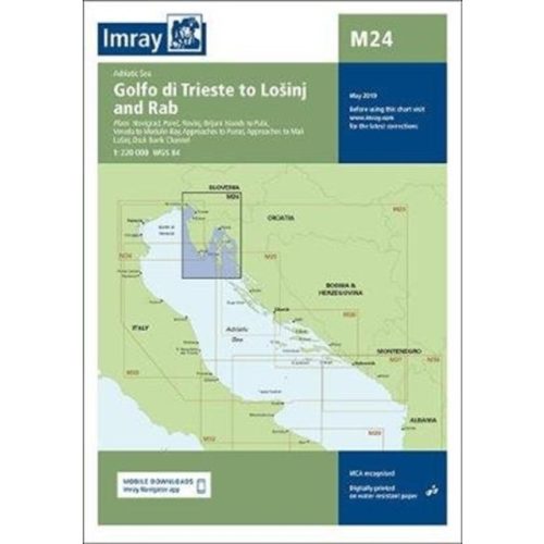 Imray Chart M24 : Golfo di Trieste to Losinj and Rab - Isztria hajózási térkép 2019