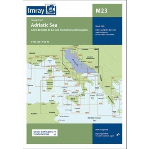 Imray Chart M23 : Golfo di Trieste to Bar and Promontorio del Gargano : M23 - Trieszt hajózási térkép 2020