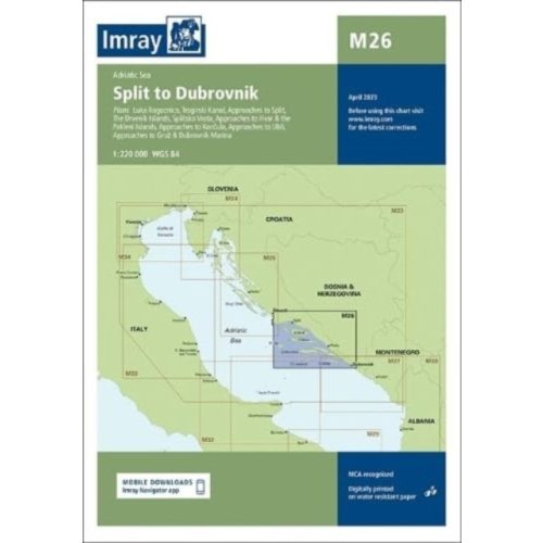 Imray Chart M26 : Split to Dubrovnik 2023.