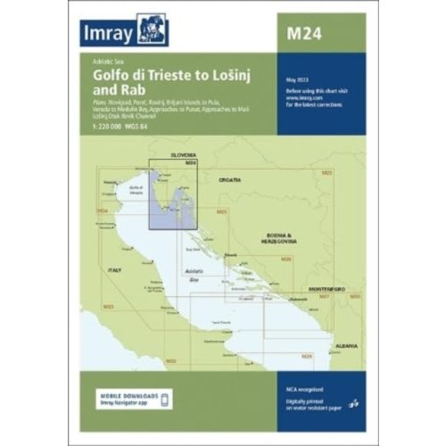 Imray Chart M24 : Golfo di Trieste to Losinj and Rab - Isztria hajózási térkép 2023.