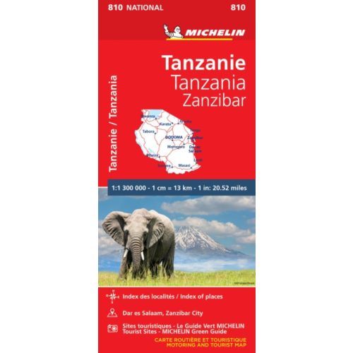 810. Tanzánia térkép Michelin Zanzibár térkép 2019