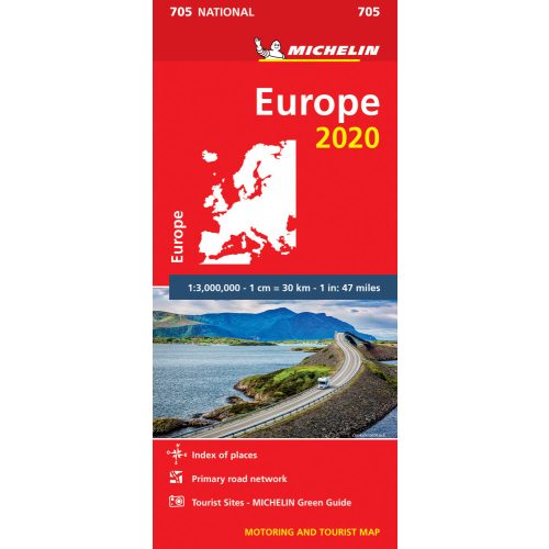 705. Európa térkép Michelin, Európa autós térkép  1:3 000 000  2020