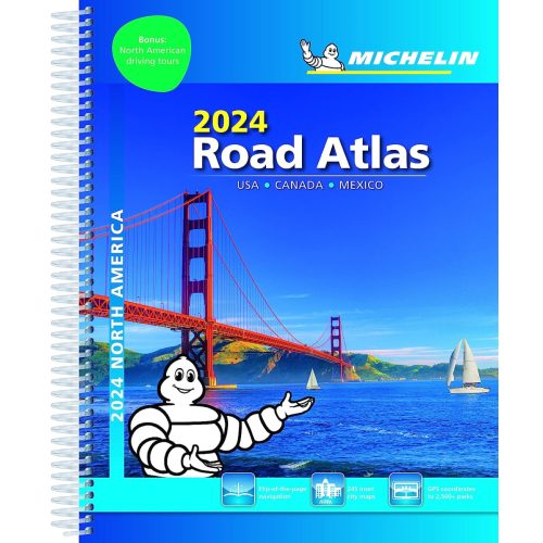 USA autós atlasz, USA atlasz Michelin 2024. Észak-Amerika autós atlasz, Canada, Mexico, USA térkép 1:625 000  