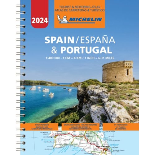 Spanyolország autóatlasz és Portugália autóatlasz Michelin 1:400 000 Spanyolország atlasz A4-spirál 2024