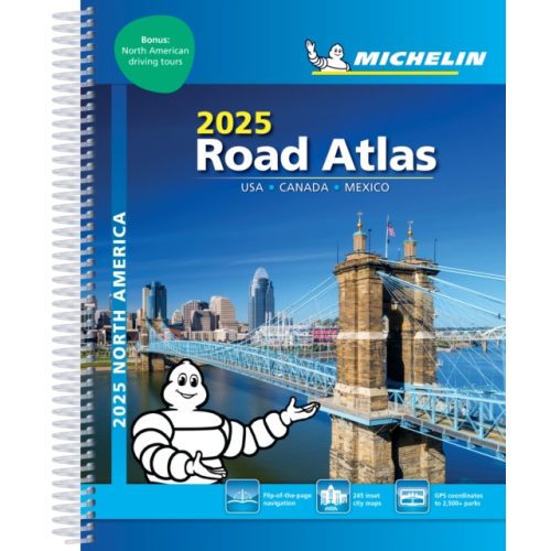 USA autós atlasz, USA atlasz Michelin Észak-Amerika autóatlasz, Canada, Mexico, USA térkép 1:625 000  2025. 