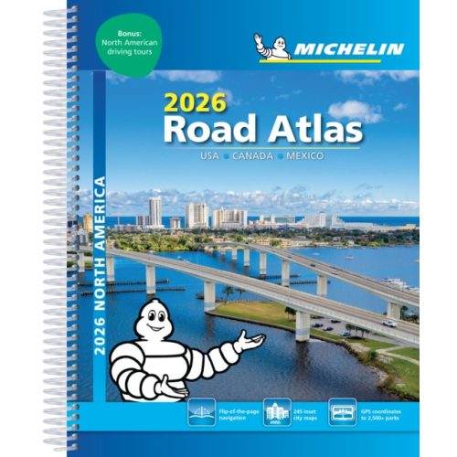 USA autós atlasz, USA atlasz Michelin 2026. Észak-Amerika autós atlasz, Canada, Mexico, USA térkép 1:625 000  