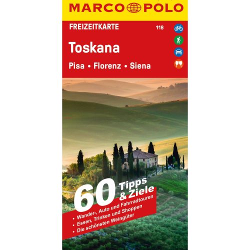 118. Toszkána térkép Marco Polo Toszkána turistatérkép, Pisa, Firenze, Siena szabadidőtérkép 1:125e vízálló