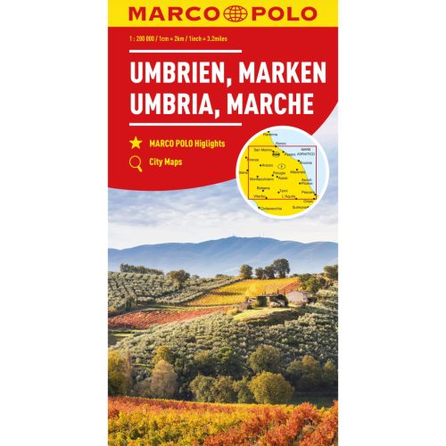 Umbria térkép Marco Polo Umbria, Marche régiótérkép 1: 200 000 