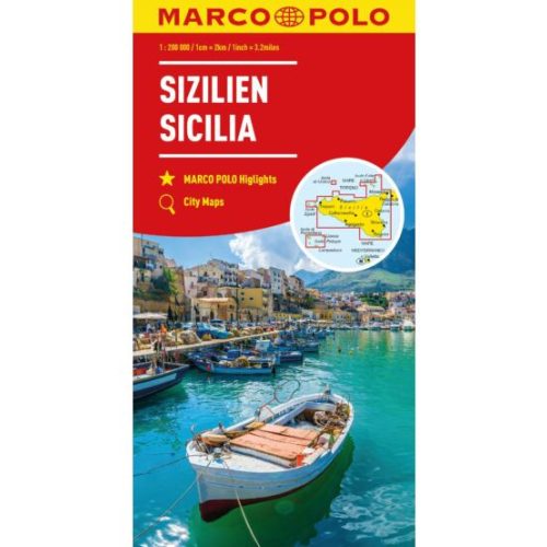 Szicília térkép Szicília autós térkép Marco Polo 1:200 000  2023