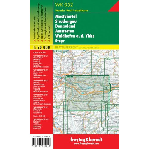 WK 052 Mostviertel, Strudengau, Donauland, Amstetten, Waidhofen a.d. Ybbs, Steyr turistatérkép 1:50 000