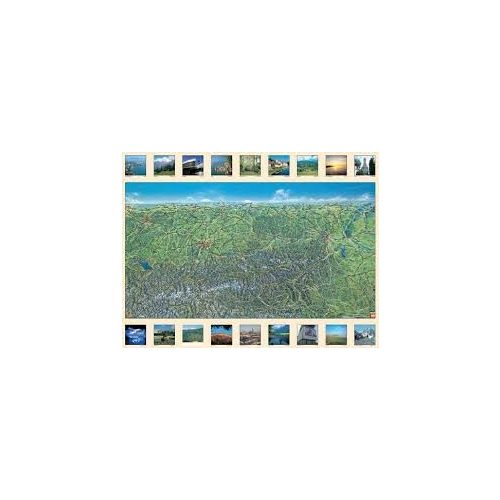 Ausztria panoráma falitérkép fémléces, műanyaghengerben, (119 x 88 cm) Freytag térkép AK 1 PAN B