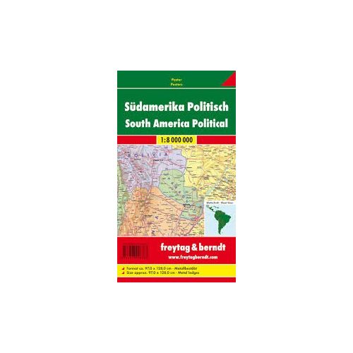 Dél-Amerika falitérkép politikai-domborzati fémléces, műanyaghengerben, 1:8 000 000  Freytag térkép SAM B