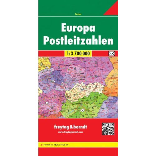 Európa térkép, Európa postai irányítószámos térképe hajtogatott Freytag 1:3 700 000  