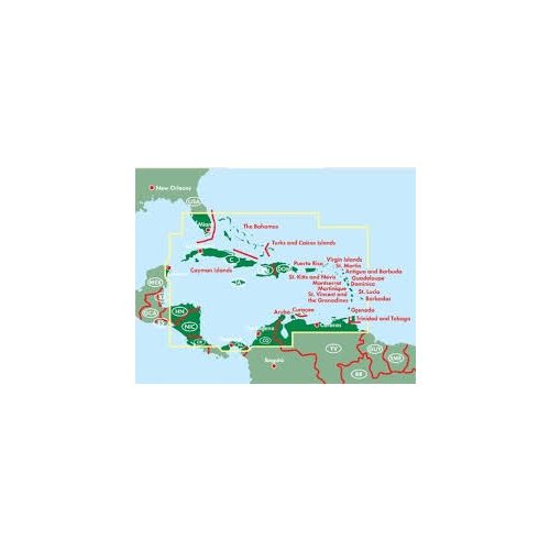 Karib-tenger hajóútvonalai, Karib térkép Antigua, Barbados, Dominikai Köztársaság, Grenada, 1:2 500 000  Freytag térkép AK 161