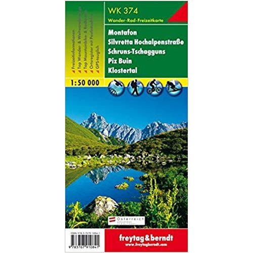WK 374 Montafon, Silvretta Hochalpenstraße, Schruns Tschagguns, Piz Buin, Klostertal turistatérkép 1:50 000