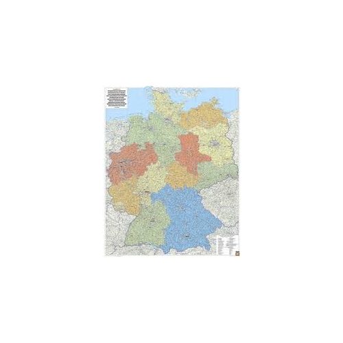 Németország falitérkép, Németország közigazgatása, műanyaghengerben, 1:700 000  96x128cm Freytag 1 OKD P