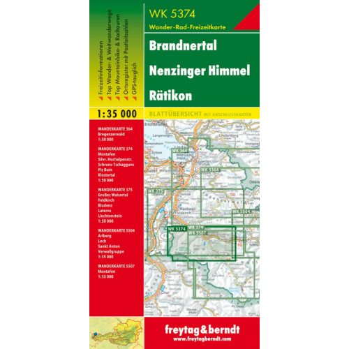 WK 5374 Brandnertal-Nenzinger Himmel-Rätikon turista térkép Freytag 1:35 000 