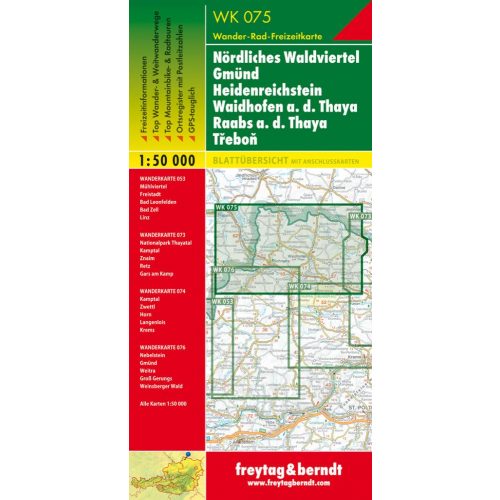 WK 075 Nördliches Waldviertel, Gmünd, Heidenreichstein, Waidhofen, Raabs, Trebon turistatérkép 1:50 000