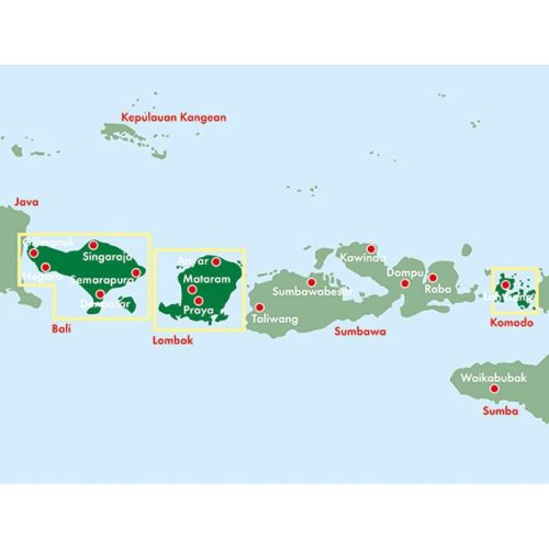 Bali autós térkép, Bali - Lombok - Komodo térkép Freytag 1:125 000