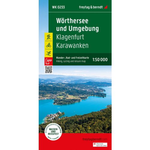 WK 0233 Wörthi-tó turistatérkép, Karavankák térkép, Wörthersee und Umgebung, Wander-, Rad- und Freizeitkarte 1:50 000