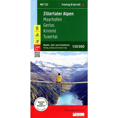 WK 152 Mayrhofen, Zillertaler Alpen, Gerlos, Krimml, Tuxertal, Zell i. Zillertal turistatérkép 1:50 000