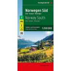   Norvégia térkép 1 Dél-Norvégia-Oslo-Bergen-Stavanger,  Norvégia autós térkép 1:250 000  Freytag térkép 2023.