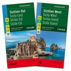   Szicília térkép, Szicília kelet és nyugat Szicília autós és kerékpáros térkép 1:150 000  Freytag  2023