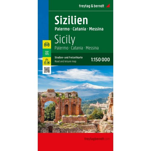 Szicília térkép Freytag, Szicília autós térkép Palermo várostérképpel 1:150e  2023.