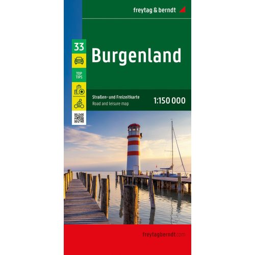 Burgenland térkép, Burgenland autótérkép, szabadidő térkép  Freytag Top 10 1:150e  2023.
