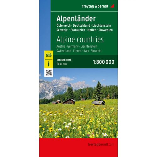 Alpok térkép, Alpok autós térkép, Alpok országai térkép 1:800 000  Freytag térkép 2024.