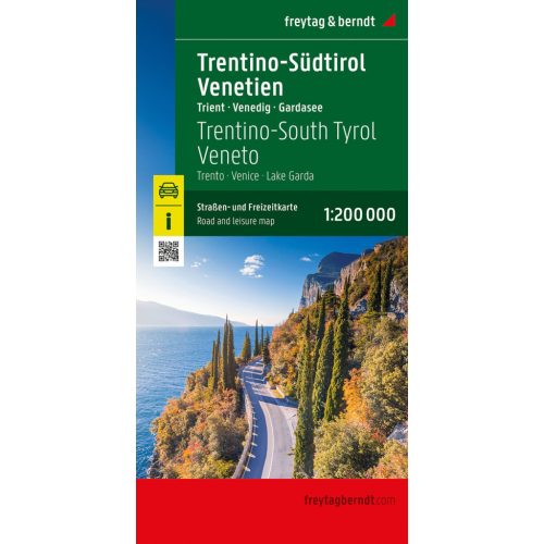 Dél-Tirol térkép, Trento - Velence - Garda-tó autós térkép, Trentino, Veneto térkép Freytag 1:200e  2025.