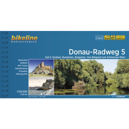 5. Donau-Radweg kerékpáros atlasz Esterbauer 1:120 000  Duna kerékpáros térkép 2022.