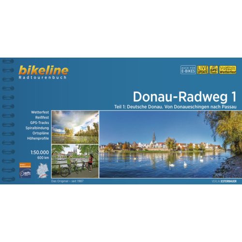 1. Donau-Radweg kerékpáros atlasz Esterbauer 1:50 000 Duna kerékpáros térkép