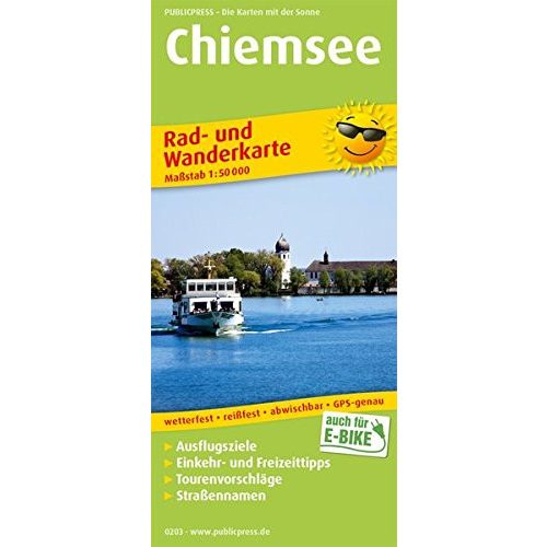 Chiemsee kerékpáros térkép, Chiemsee turistatérkép vízálló 1:50 000: Rad- und Wanderkarte mit Ausflugszielen, Einkehr- & Freizeittipps Publicpress kiadó