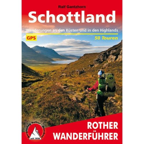 Schottland túrakalauz Bergverlag Rother német   RO 4001 Skócia turista térkép, túra könyv