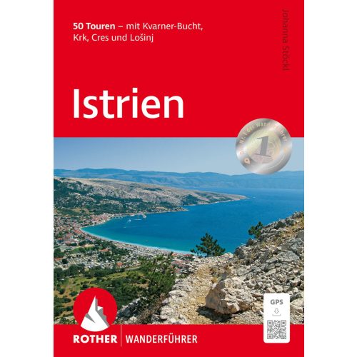 Isztria túrakalauz Bergverlag Rother Istrien, Kvarner-öböl, Krk, Cres és Lošinj térkép német 2025.