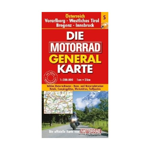Ausztria, Vorarlberg motoros térkép fóliás  1:200 000
